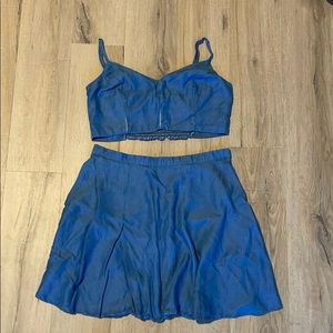 High Waist Skirt Set with Crop Top